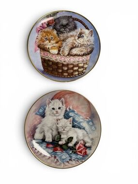 Vintage Franklin Mint Kitten Collector Plates - Pair Set of 2